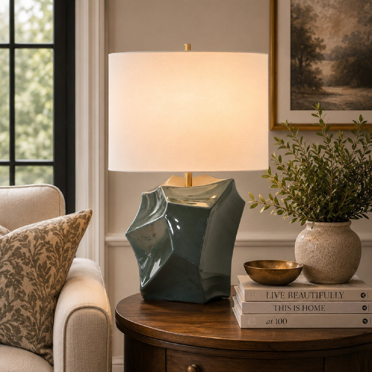 Modern European furniture - Faceted Bronze Ceramic Table Lamp by Uttermost Prisma - www.oroa.com