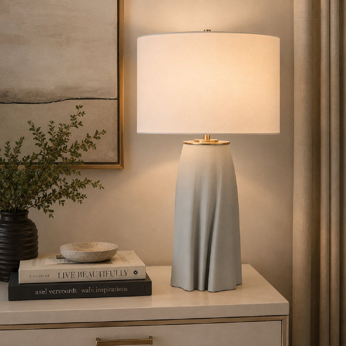 Modern European furniture - Light Blue Ceramic Table Lamp - www.oroa.com