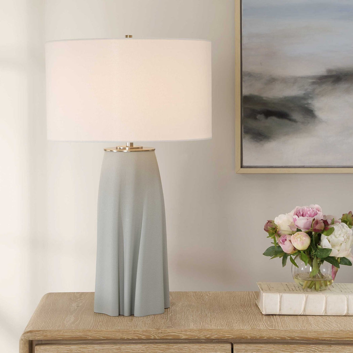 Modern European furniture - Light Blue Ceramic Table Lamp - www.oroa.com