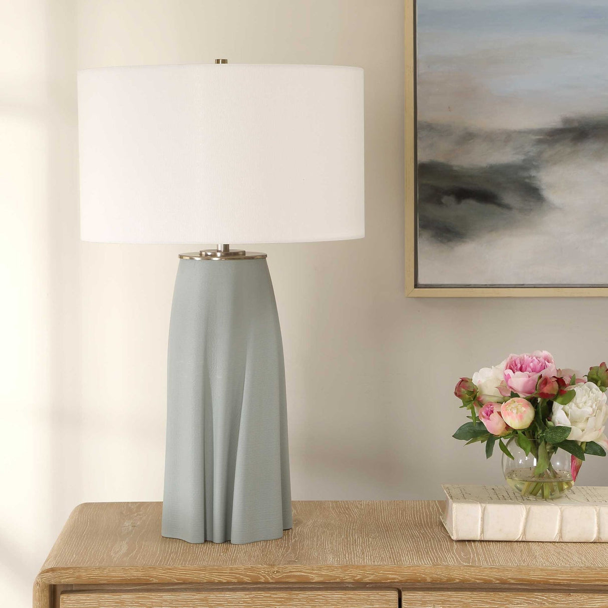 Modern European furniture - Light Blue Ceramic Table Lamp - www.oroa.com