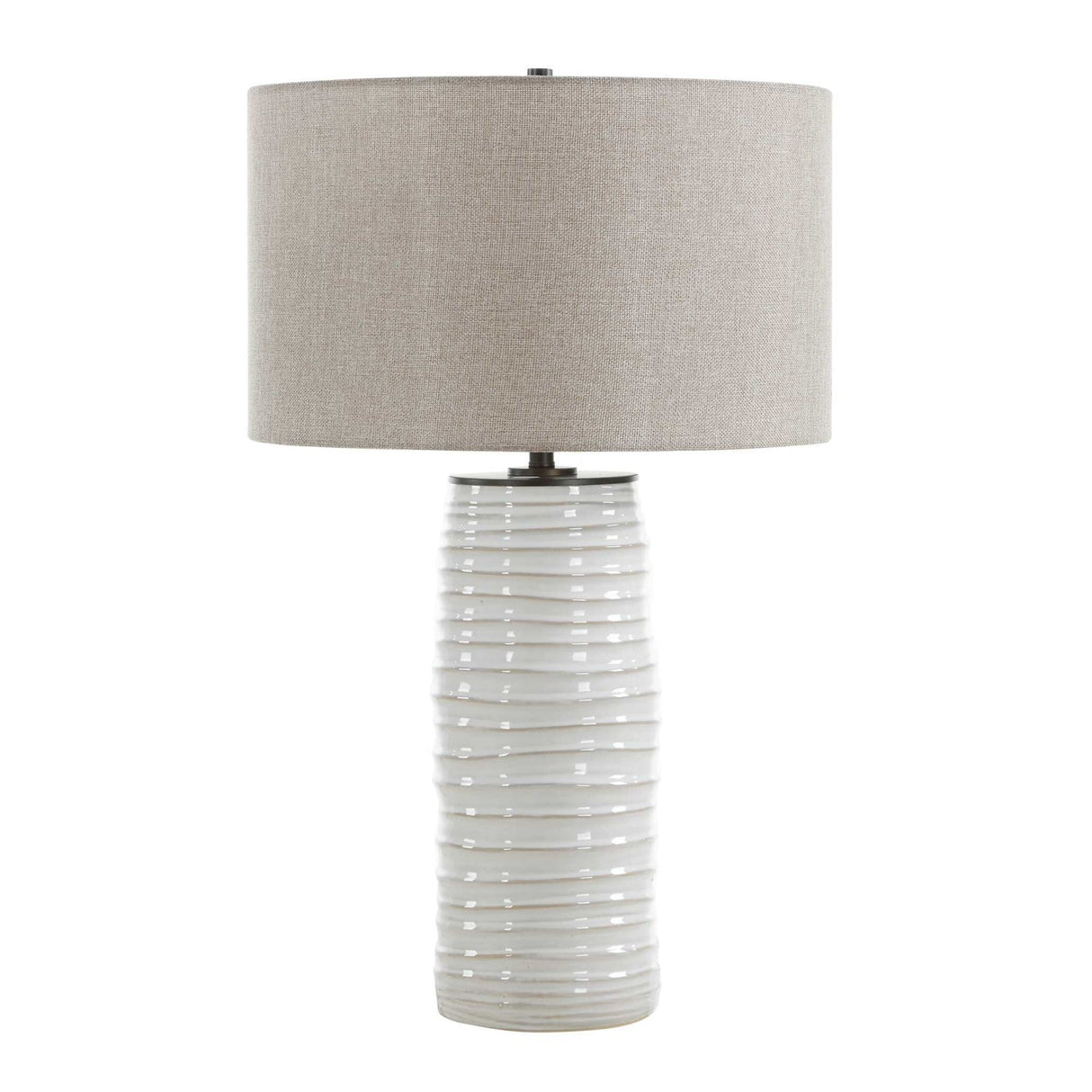 Modern European furniture - Ridged White Ceramic Table Lamp - www.oroa.com
