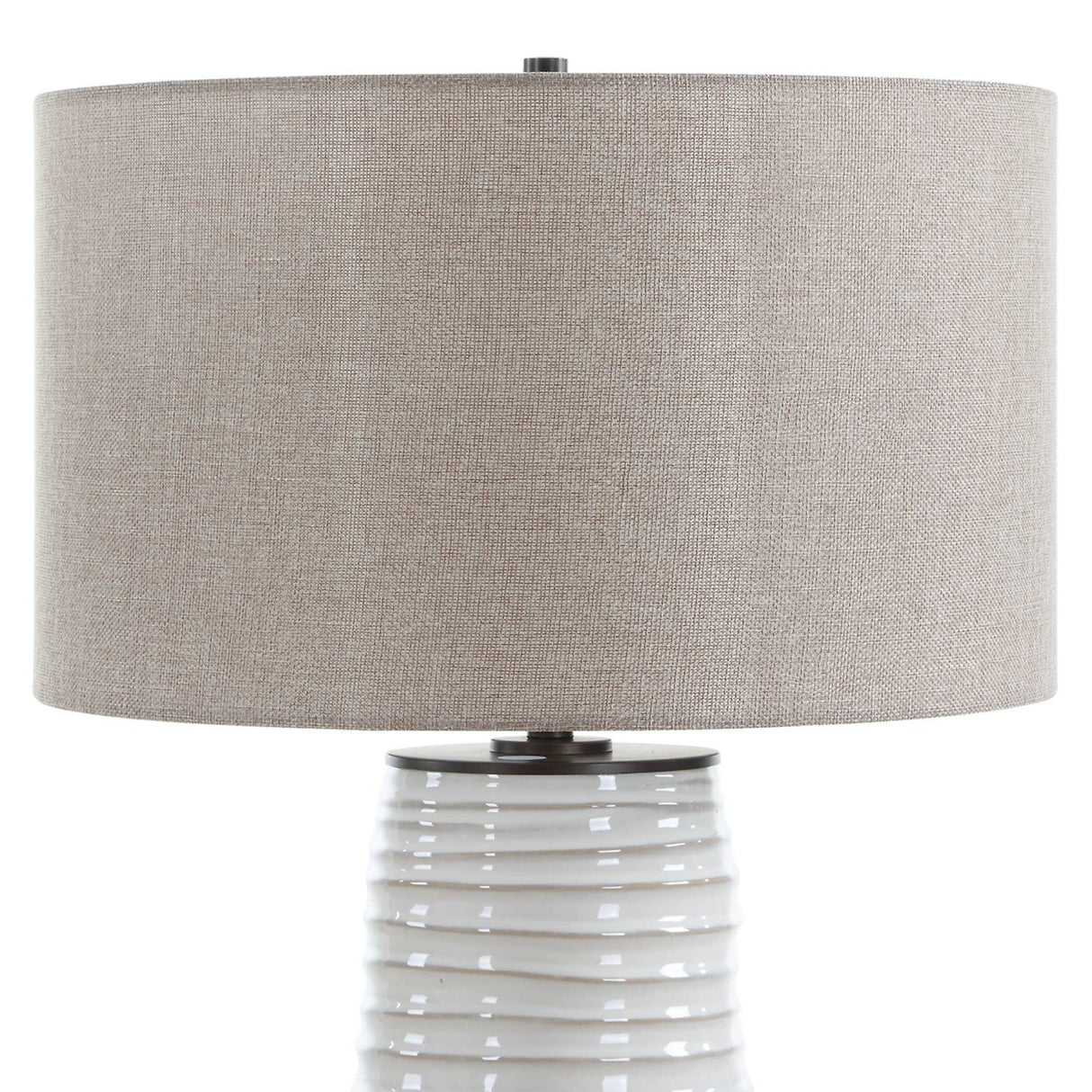 Modern European furniture - Ridged White Ceramic Table Lamp - www.oroa.com