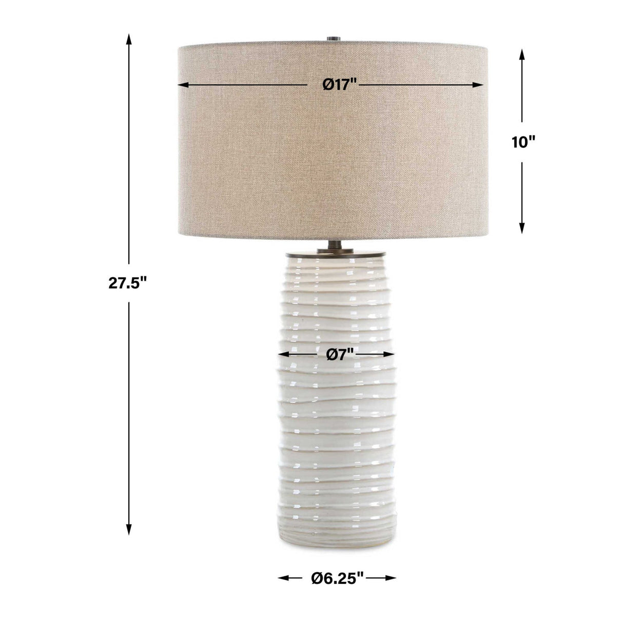Modern European furniture - Ridged White Ceramic Table Lamp - www.oroa.com