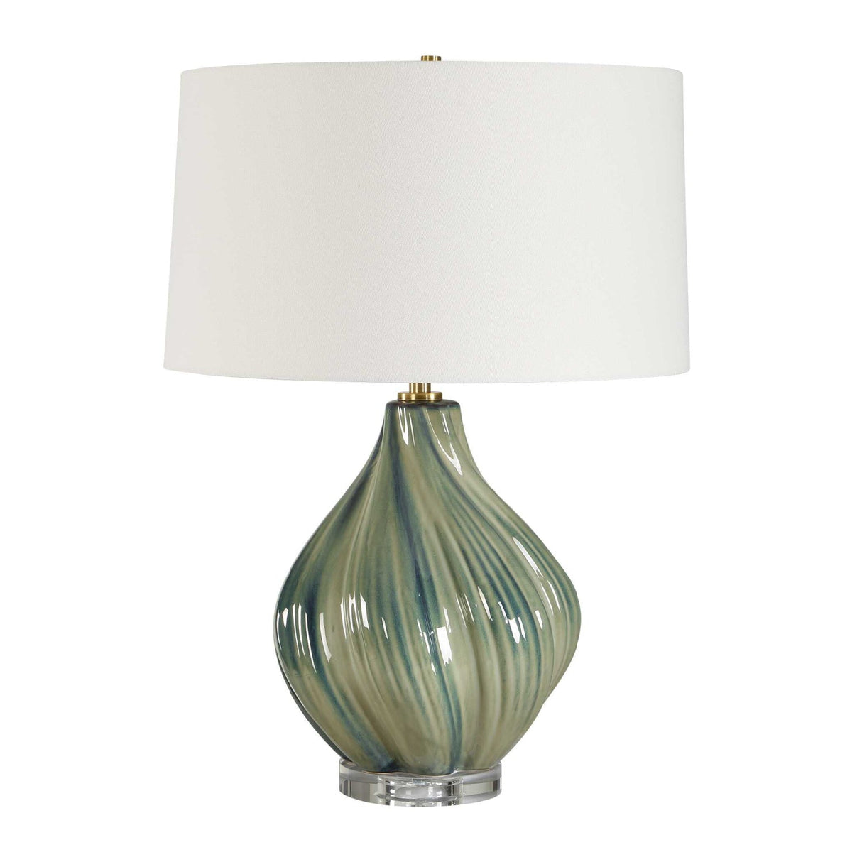 Modern European furniture - Swirled Green Ceramic Table Lamp - www.oroa.com