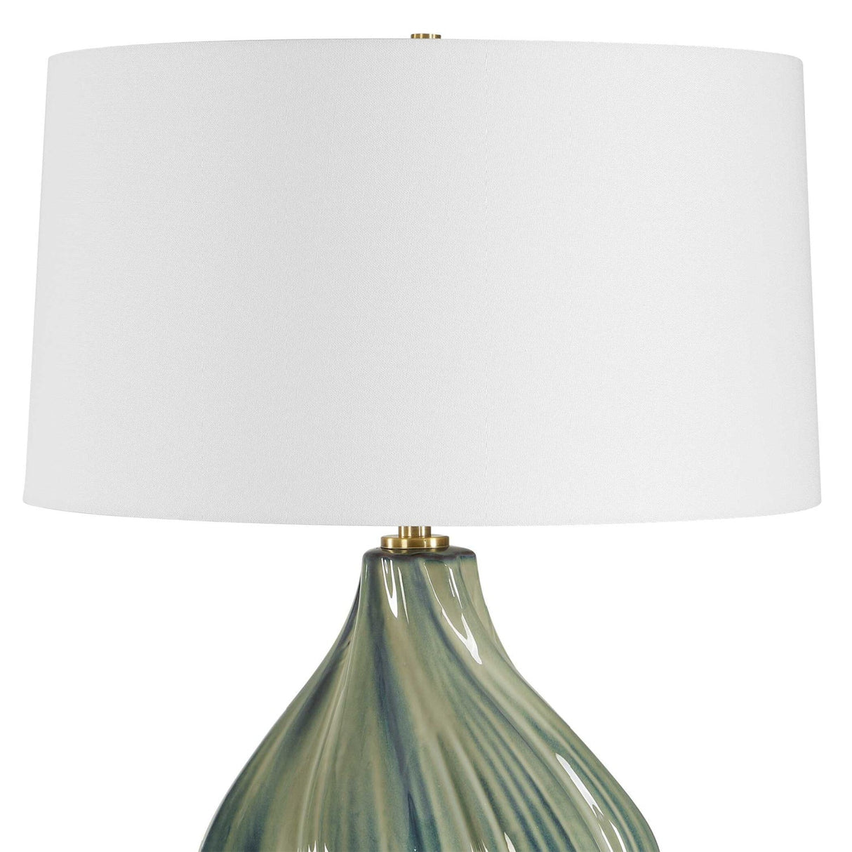 Modern European furniture - Swirled Green Ceramic Table Lamp - www.oroa.com