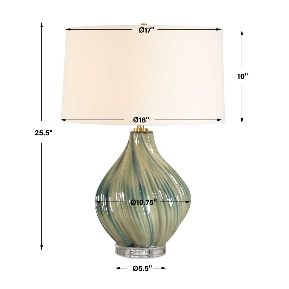 Modern European furniture - Swirled Green Ceramic Table Lamp - www.oroa.com