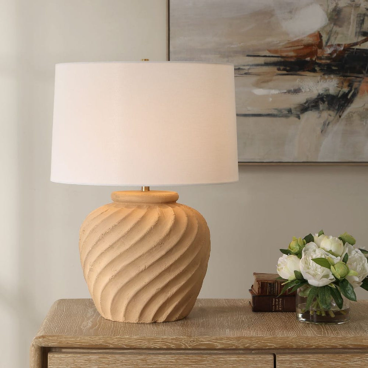 Reeded Terracotta Table Lamp by Uttermost Farai, alternate view 8