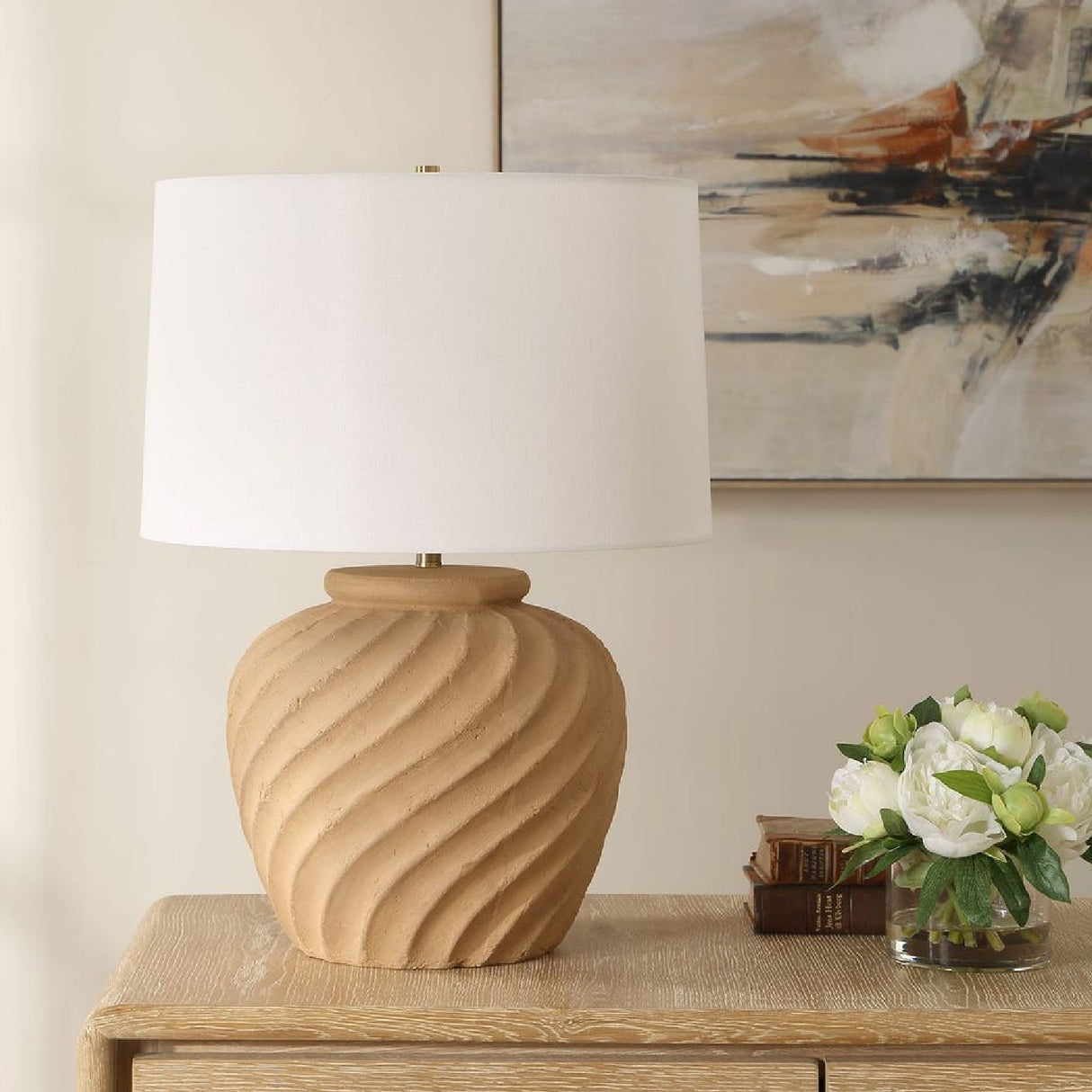 Reeded Terracotta Table Lamp by Uttermost Farai, alternate view 2