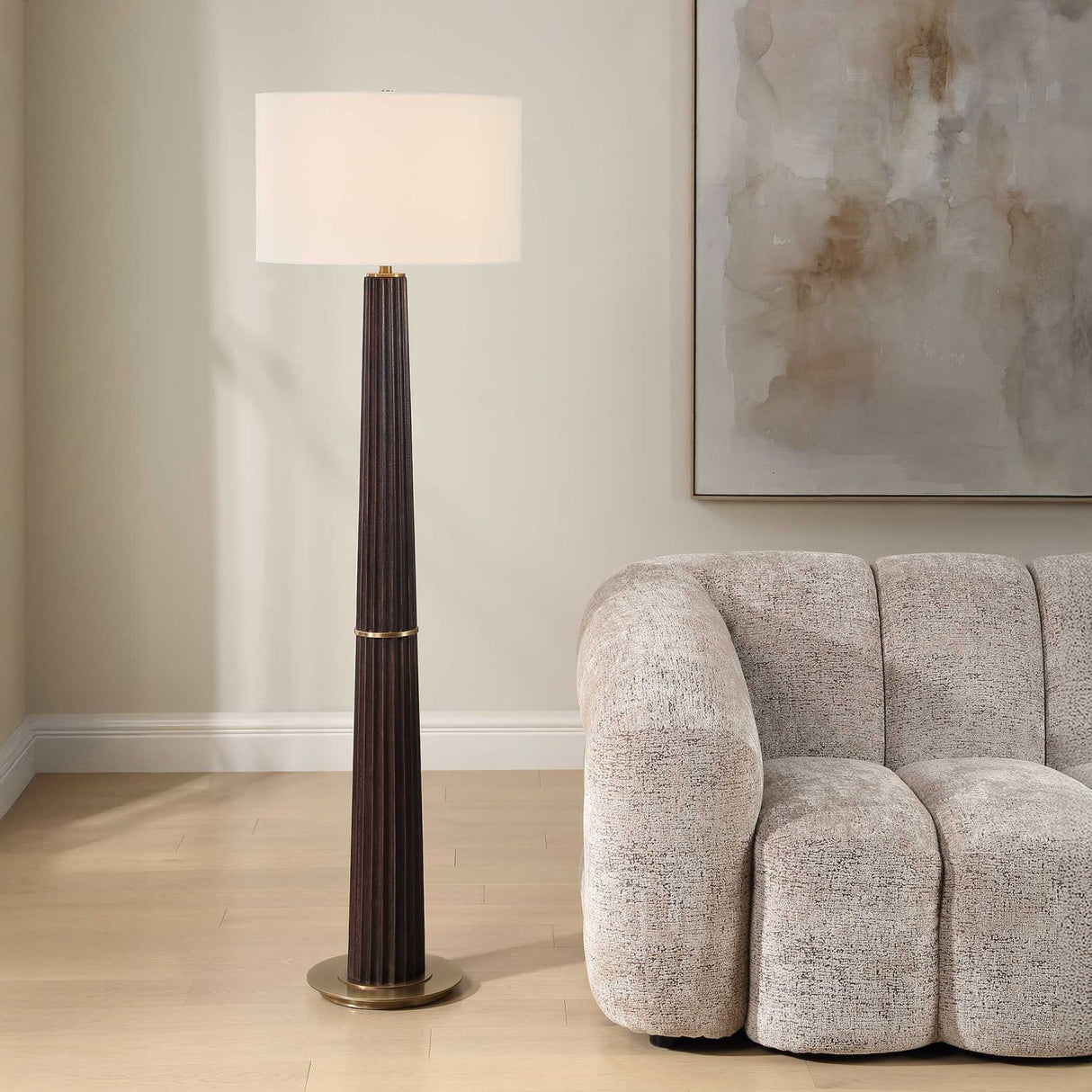 Modern European furniture - Dark Oak Wood Floor Lamp - www.oroa.com
