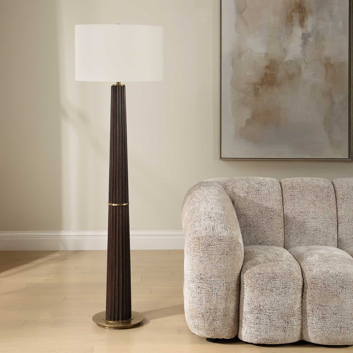 Modern European furniture - Dark Oak Wood Floor Lamp - www.oroa.com