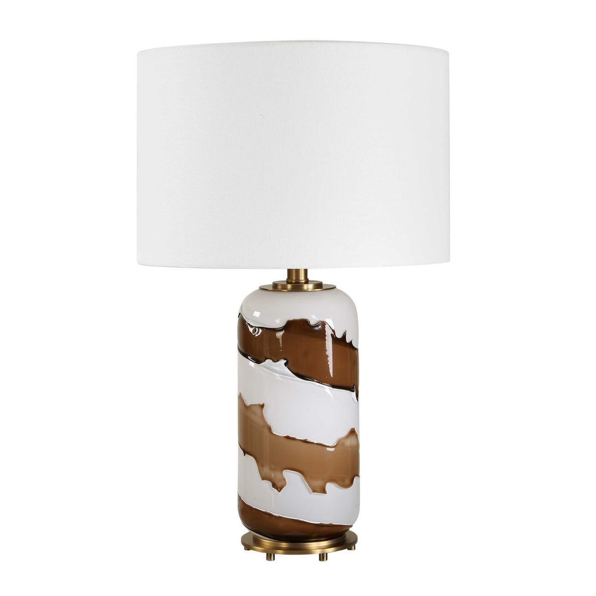 White & Brown Glass Table Lamp by Uttermost Ararat, alternate view 3