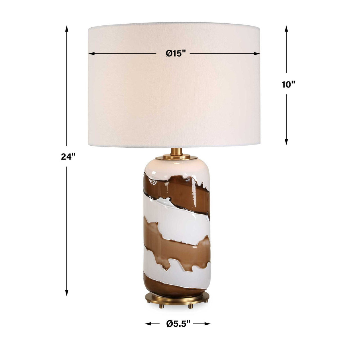 White & Brown Glass Table Lamp by Uttermost Ararat, alternate view 7