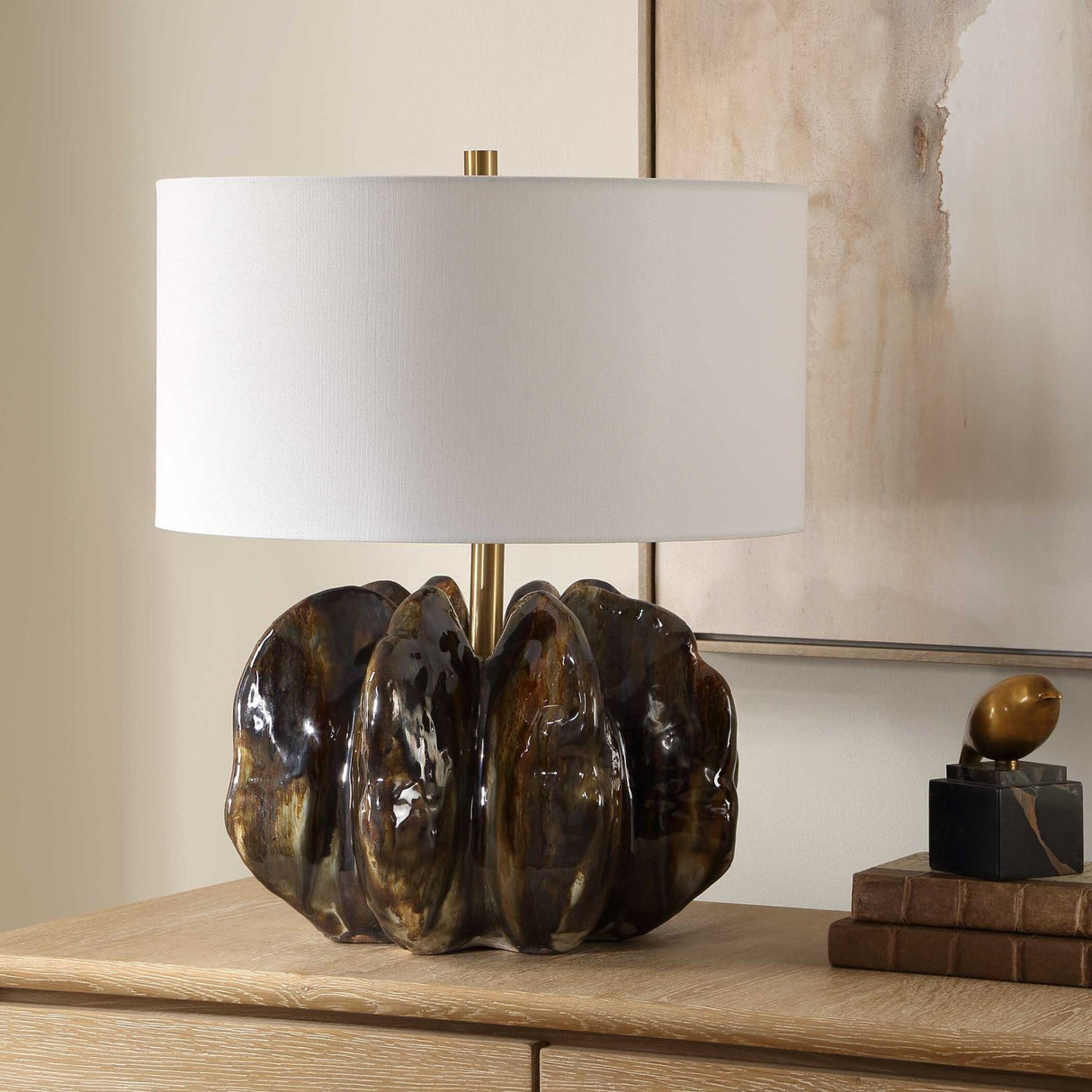 Modern European furniture - Organic-Shaped Ceramic Table Lamp - www.oroa.com