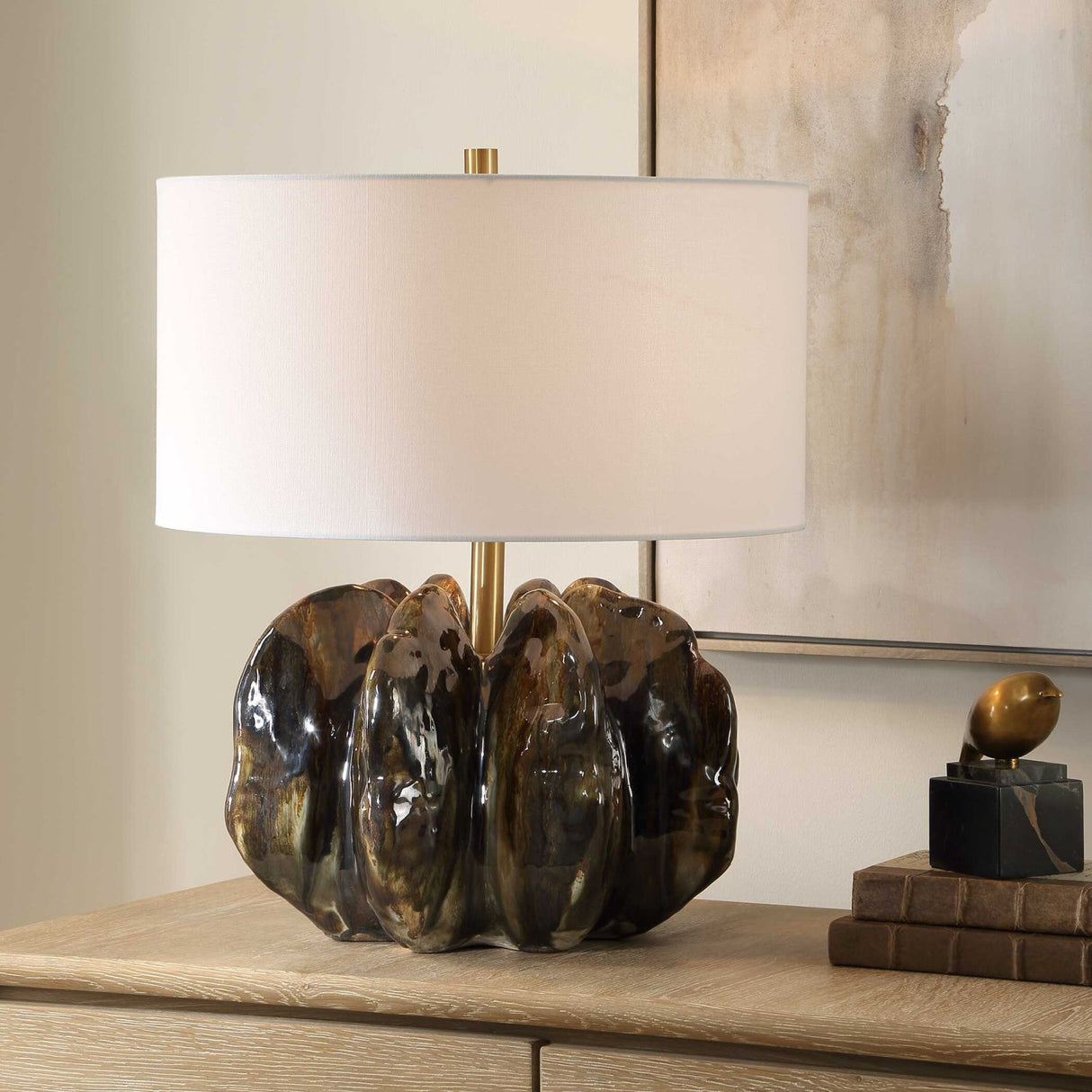 Modern European furniture - Organic-Shaped Ceramic Table Lamp - www.oroa.com