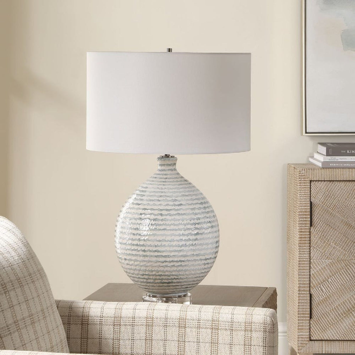 Striped Ceramic Table Lamp by Uttermost Clary, alternate view 7