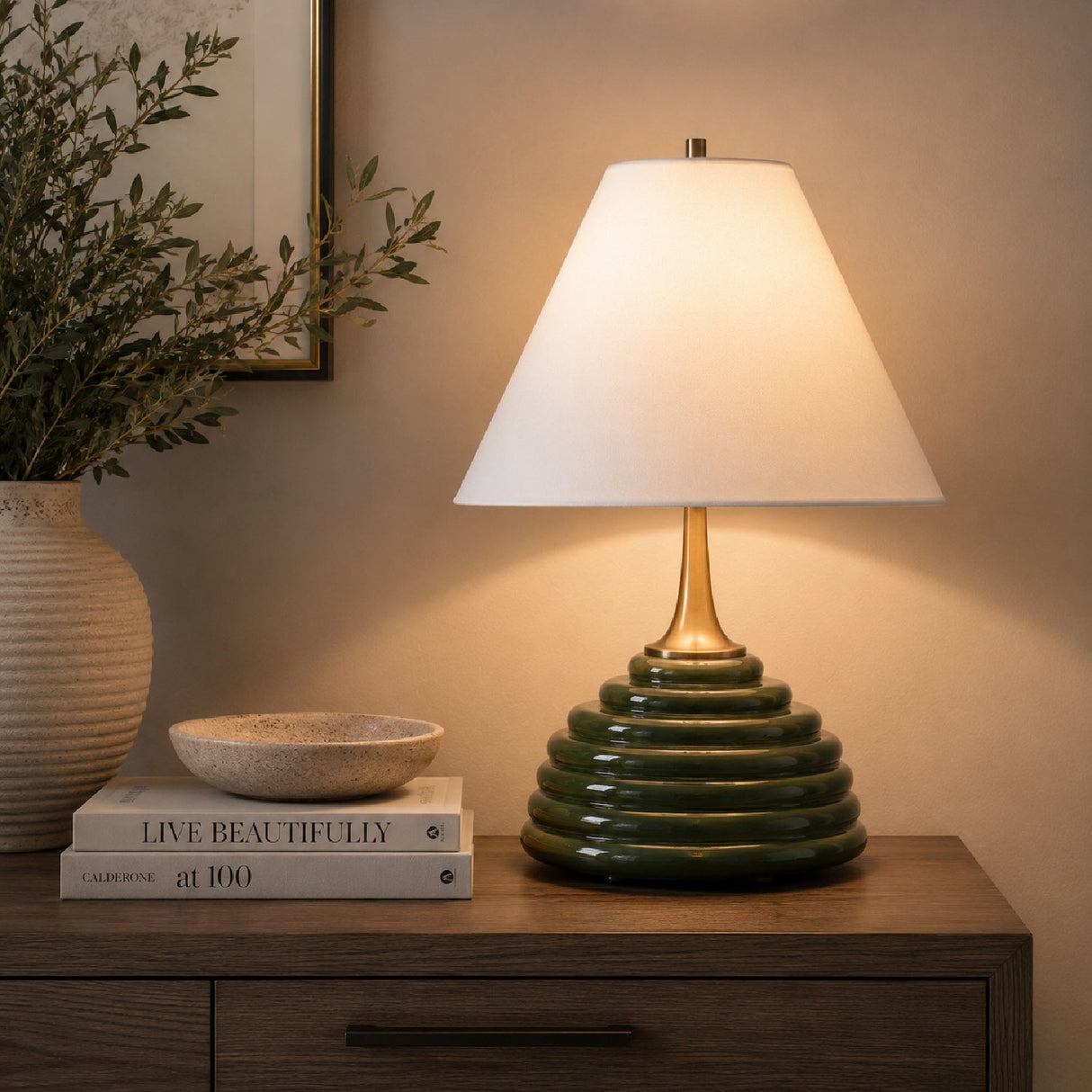 Modern European furniture - Ribbed Green Ceramic Table Lamp by Uttermost McKay - www.oroa.com