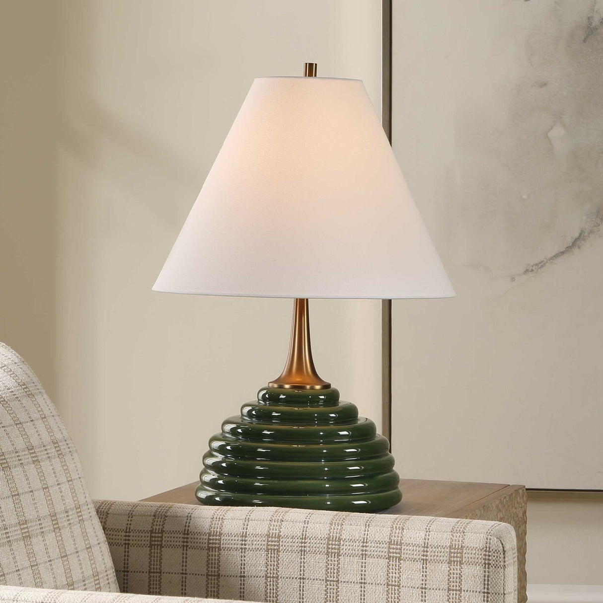 Modern European furniture - Ribbed Green Ceramic Table Lamp by Uttermost McKay - www.oroa.com