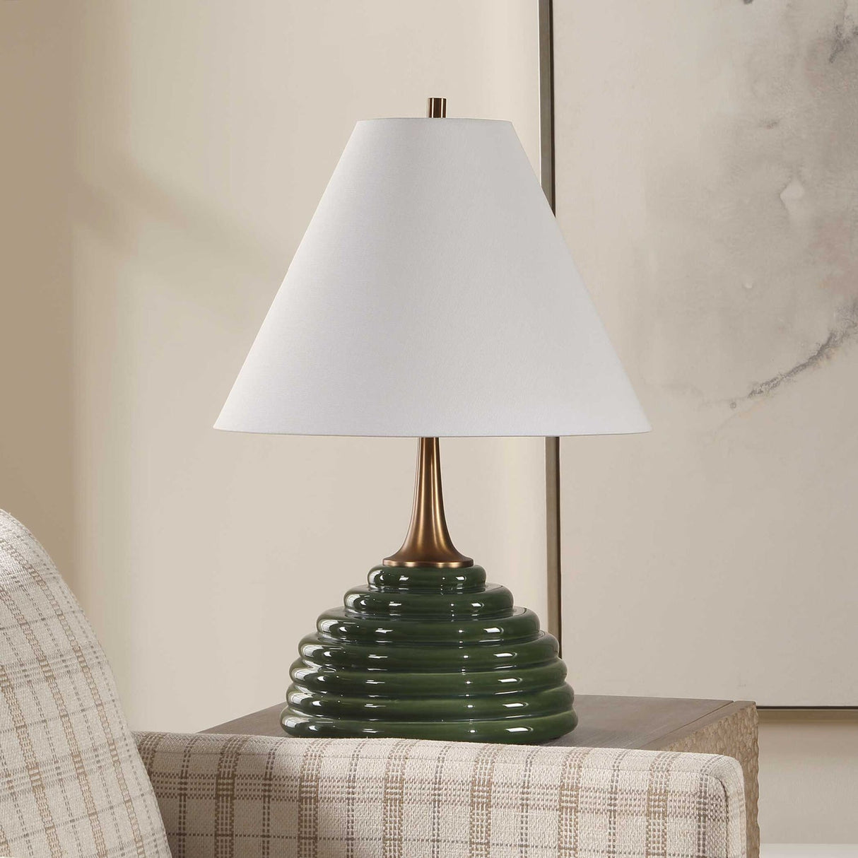 Modern European furniture - Ribbed Green Ceramic Table Lamp by Uttermost McKay - www.oroa.com