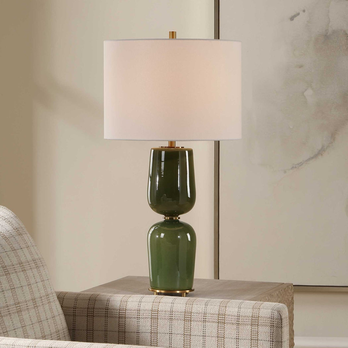 Modern European furniture - Hourglass Green Ceramic Table Lamp by Uttermost Meyer - www.oroa.com