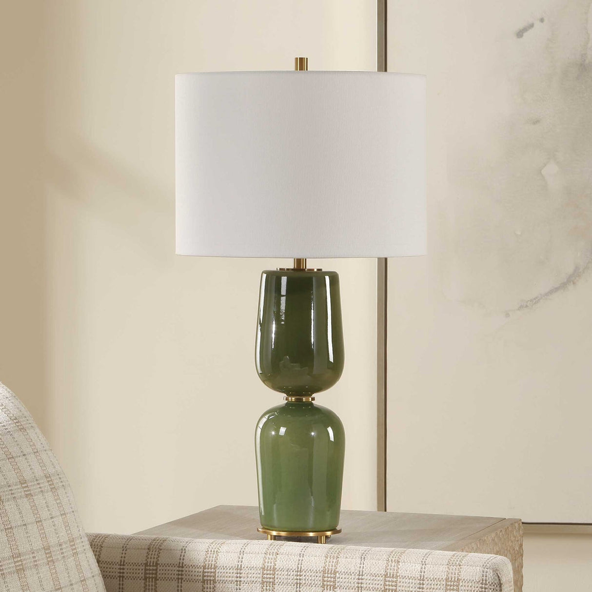 Modern European furniture - Hourglass Green Ceramic Table Lamp by Uttermost Meyer - www.oroa.com
