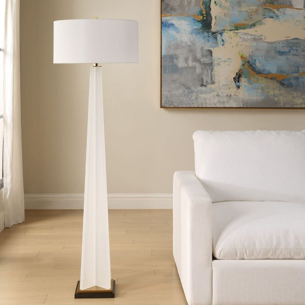 Frosted White Floor Lamp | Uttermost Rosin - www.oroa.com