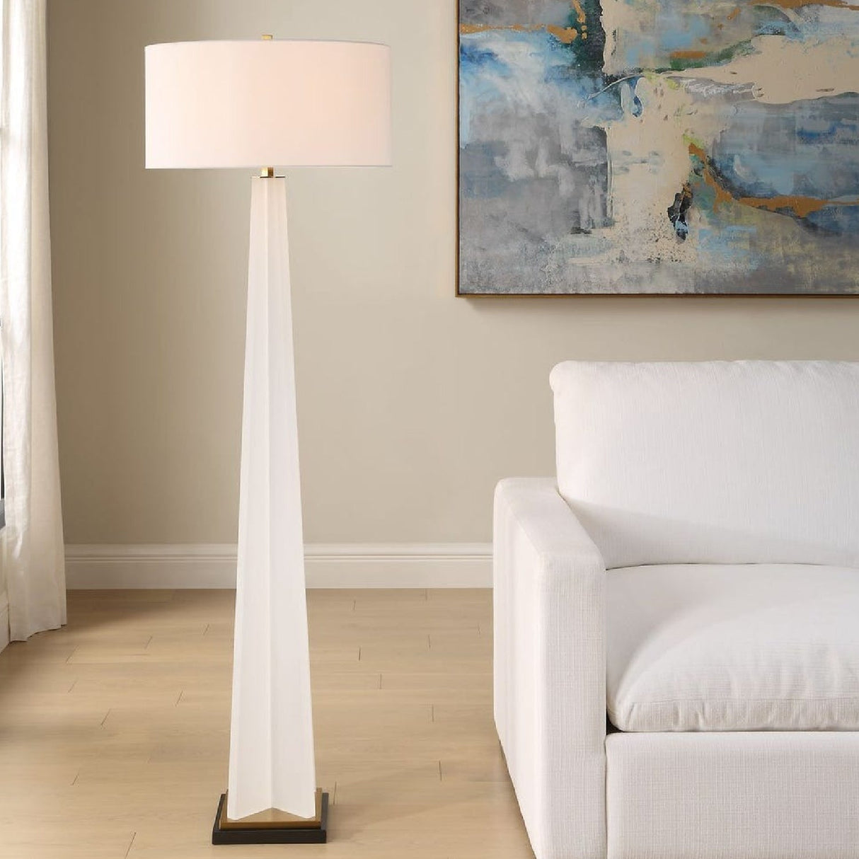 Frosted White Floor Lamp | Uttermost Rosin - www.oroa.com