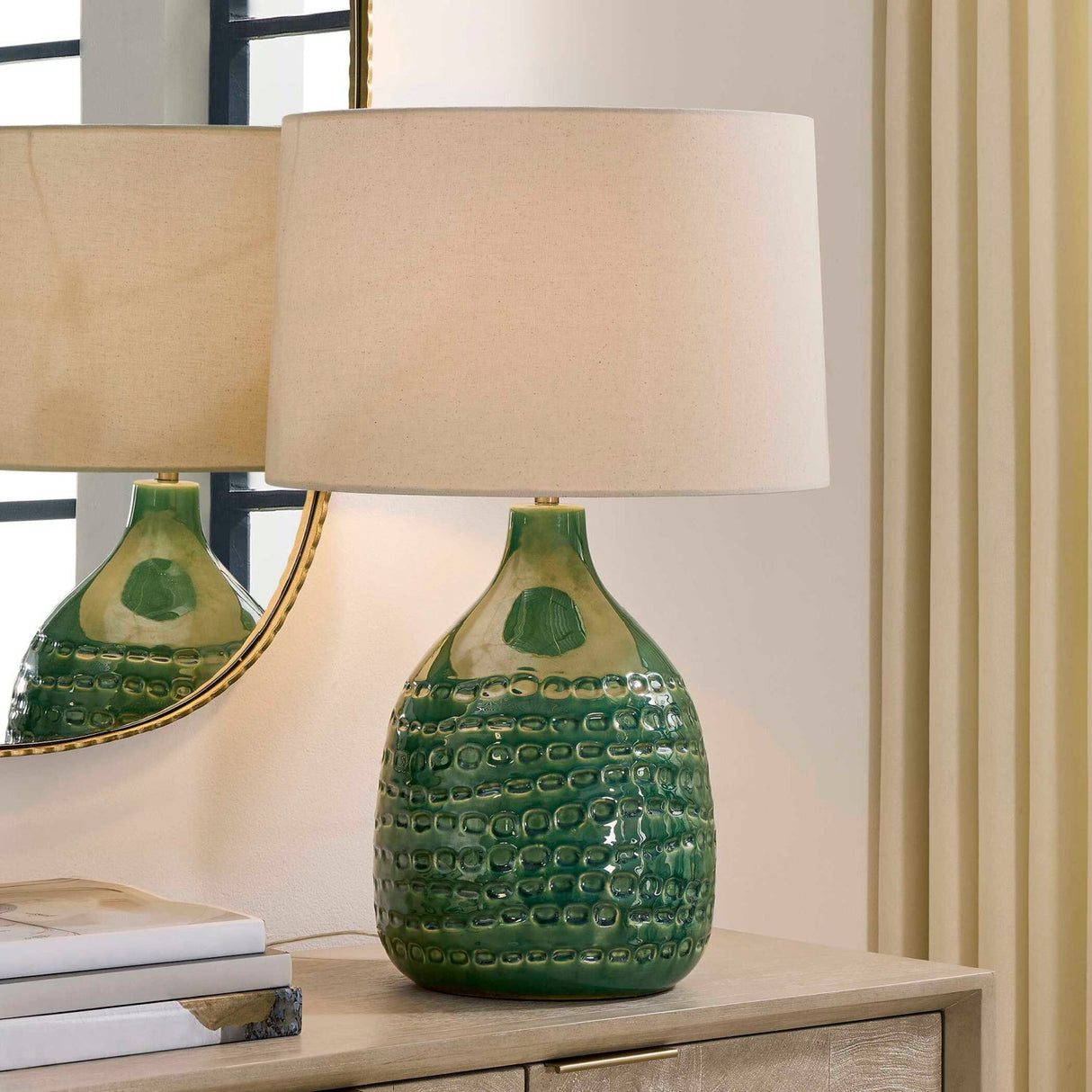 Dimpled Green Ceramic Table Lamp by Uttermost Breya, alternate view 6