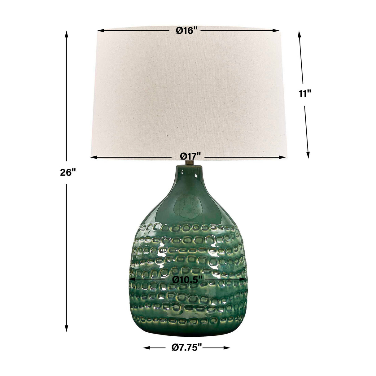 Modern European furniture - Dimpled Green Ceramic Table Lamp - www.oroa.com