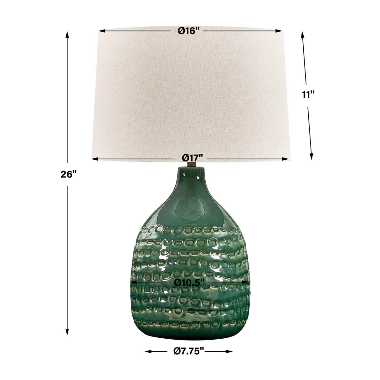 Dimpled Green Ceramic Table Lamp by Uttermost Breya, alternate view 8