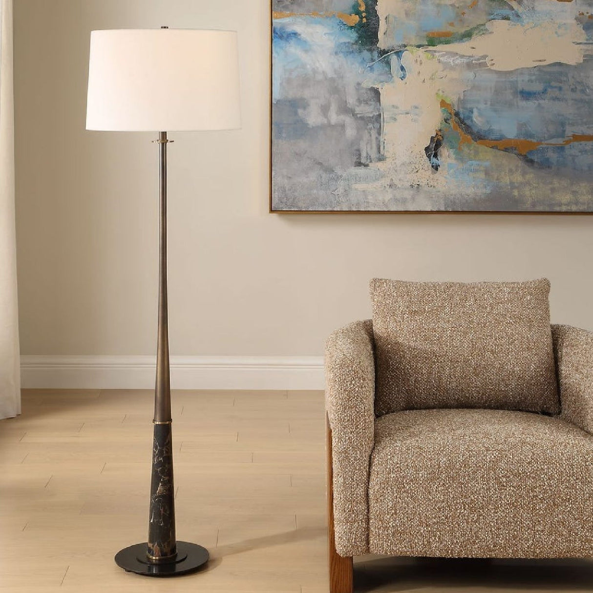 Black Marble Base Floor Lamp by Uttermost Tallarico, alternate view 2
