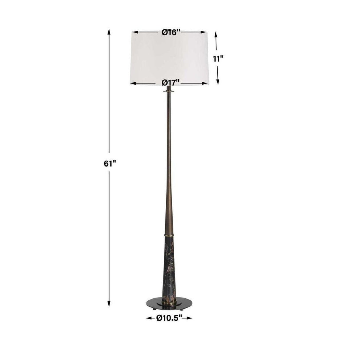 Black Marble Base Floor Lamp by Uttermost Tallarico, alternate view 3