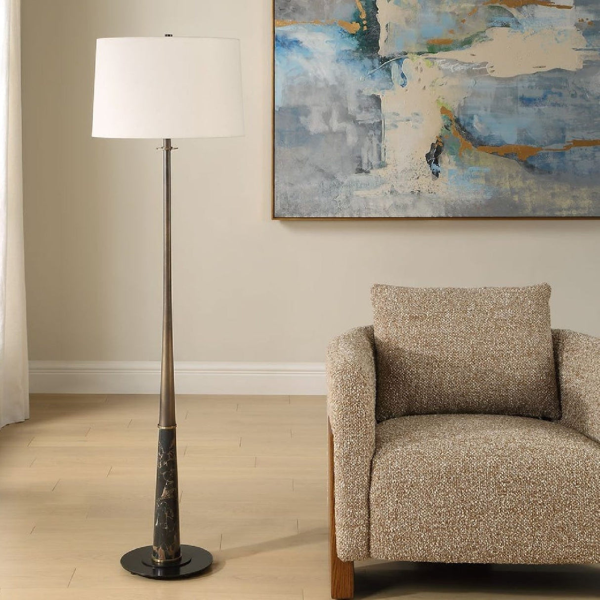 Black Marble Base Floor Lamp by Uttermost Tallarico, alternate view 8