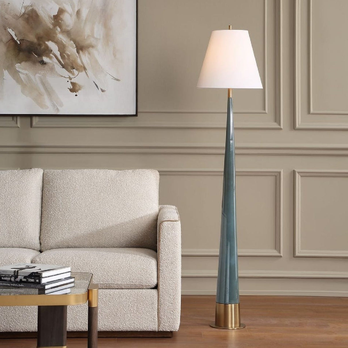 Blue Tapered Ceramic Floor Lamp by Uttermost Riccardi, alternate view 2