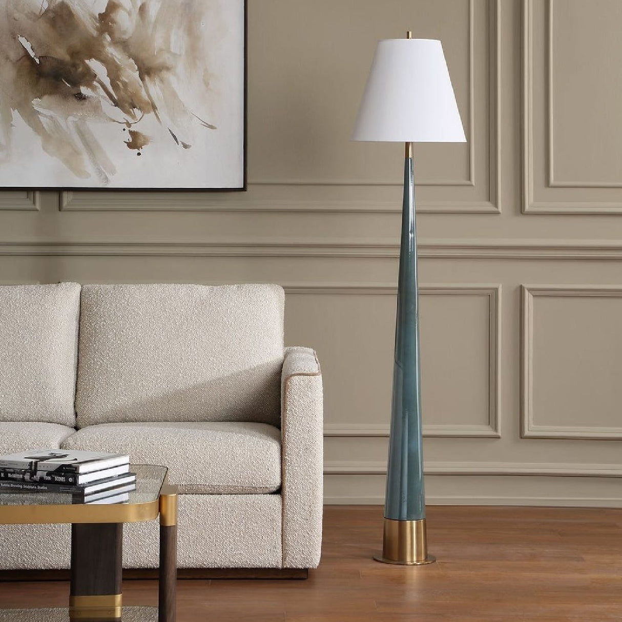 Blue Tapered Ceramic Floor Lamp by Uttermost Riccardi, alternate view 7
