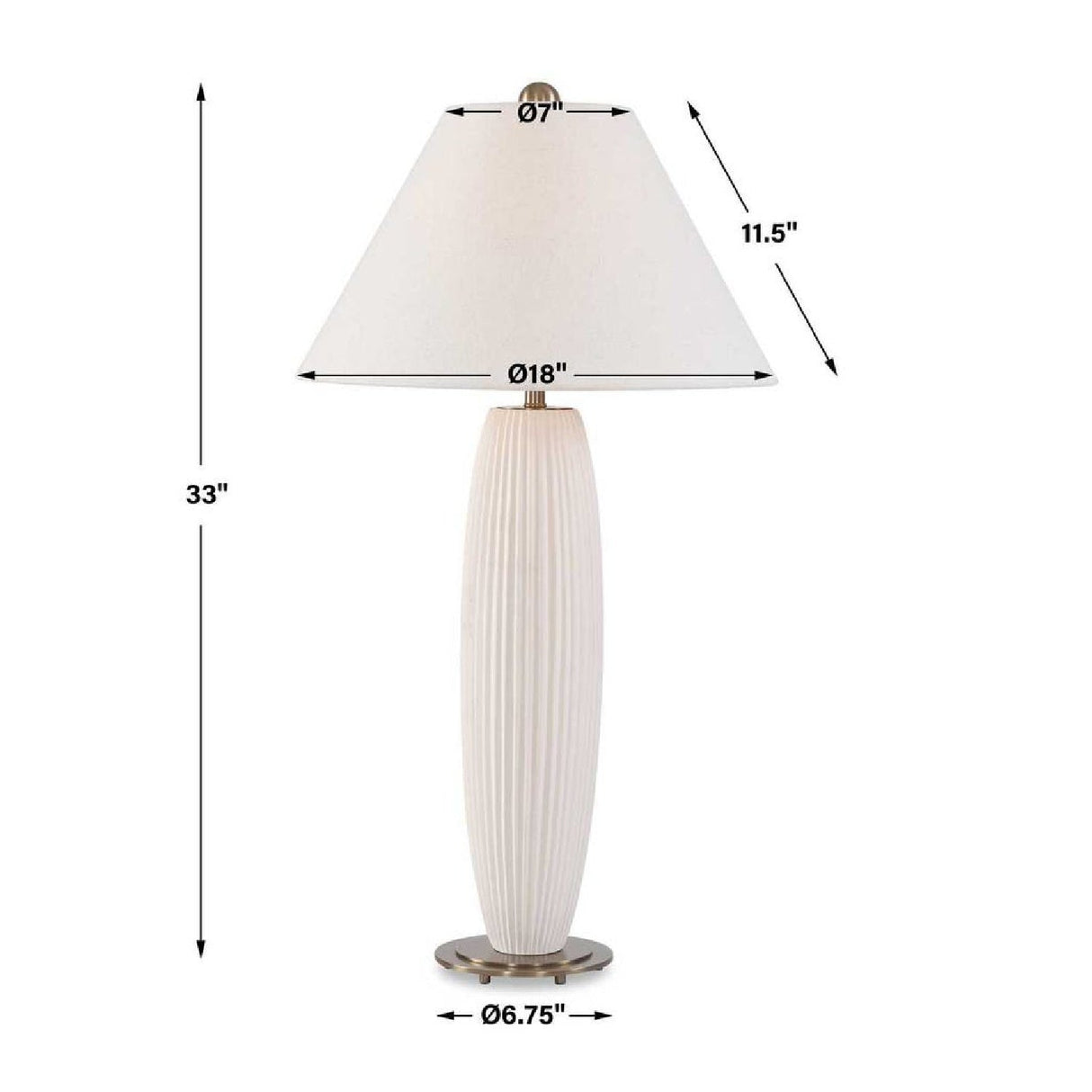 White Fluted Ceramic Table Lamp by Uttermost Brinsley, alternate view 7