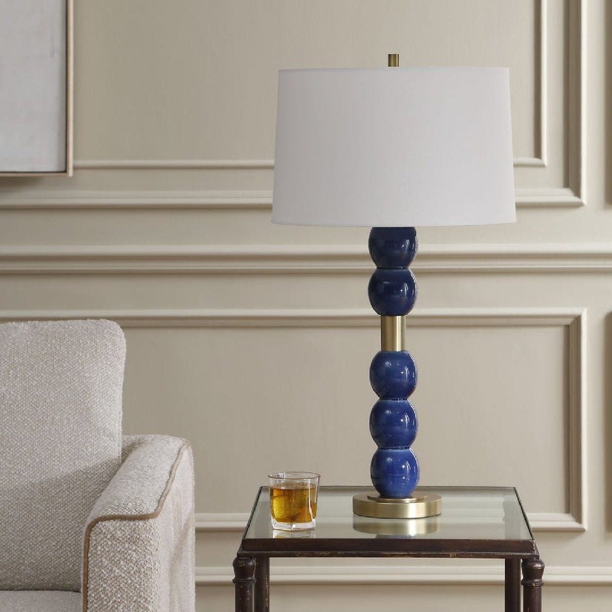 Stacked Blue Orbs Table Lamp by Uttermost Bellore, alternate view 2