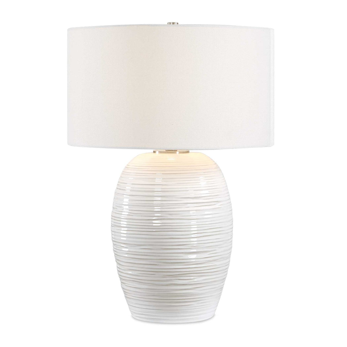 Modern European furniture - Ribbed White Ceramic Table Lamp - www.oroa.com