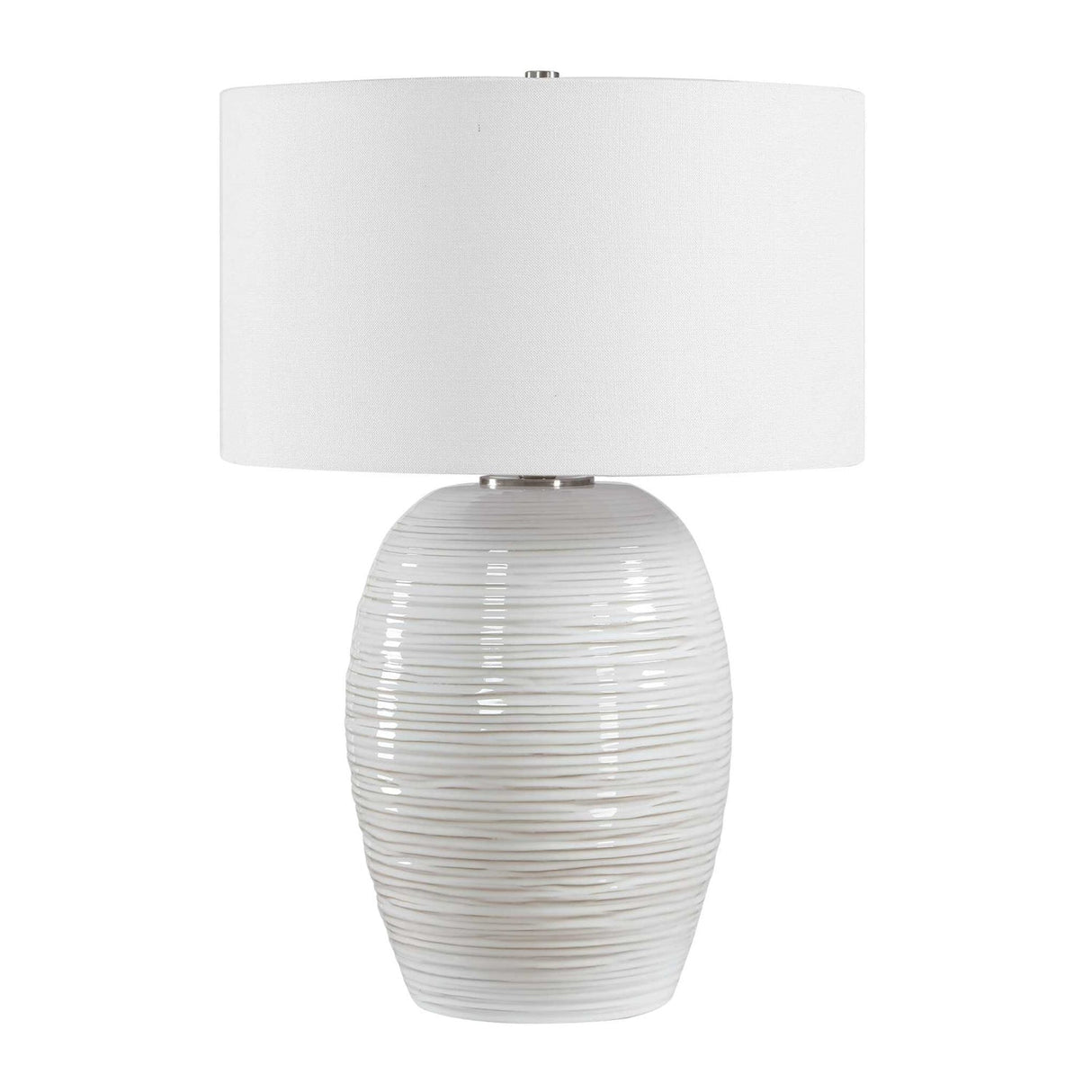 Modern European furniture - Ribbed White Ceramic Table Lamp - www.oroa.com