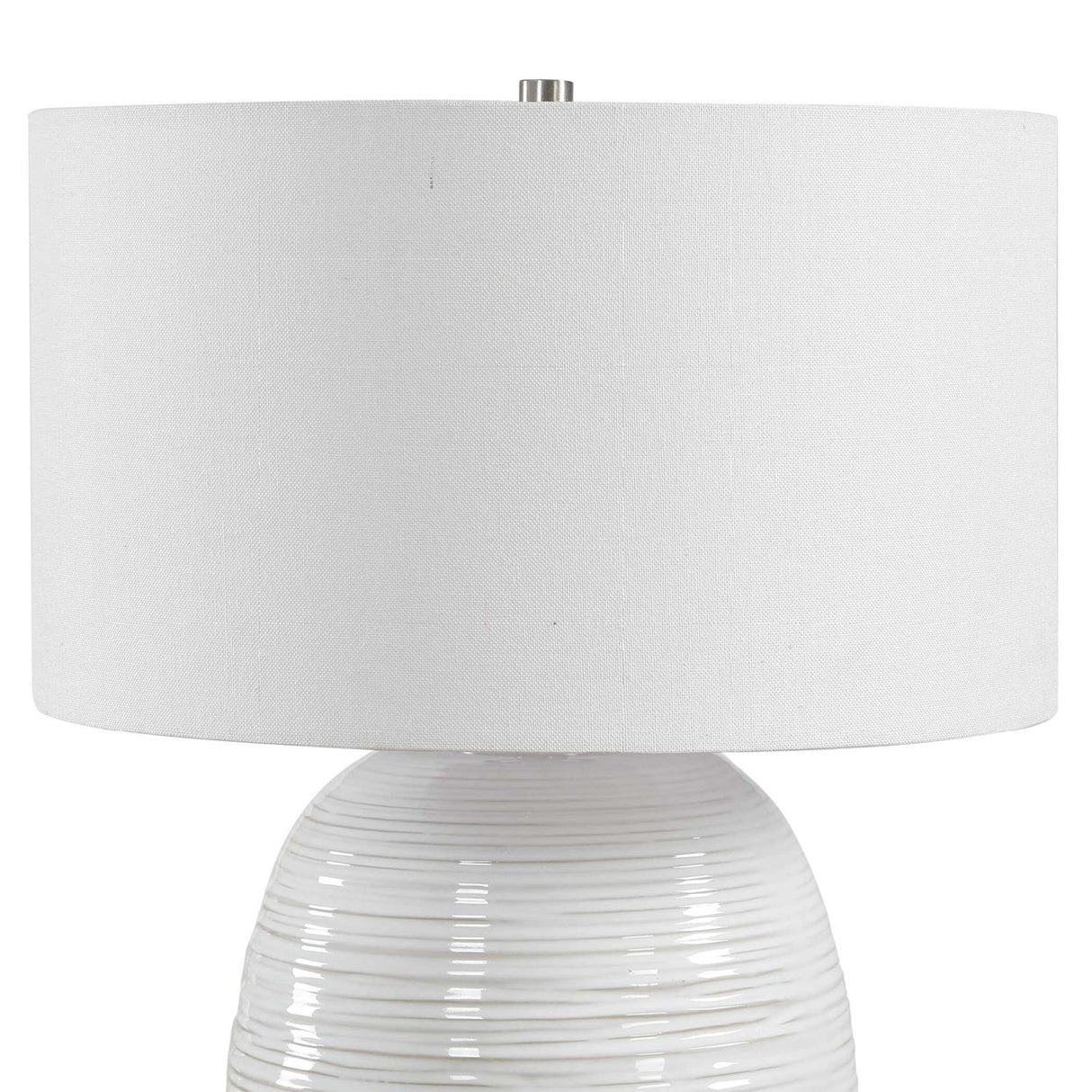 Modern European furniture - Ribbed White Ceramic Table Lamp - www.oroa.com