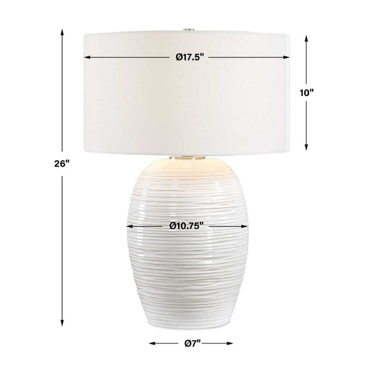 Modern European furniture - Ribbed White Ceramic Table Lamp - www.oroa.com