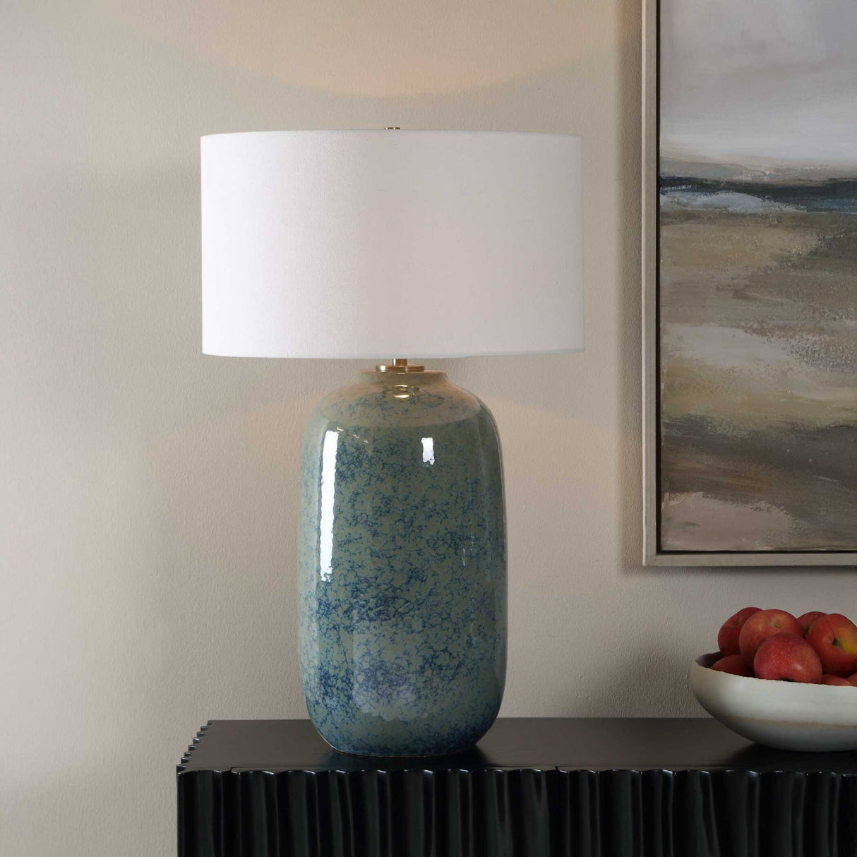 Modern European furniture - Blue Mottled Ceramic Table Lamp - www.oroa.com