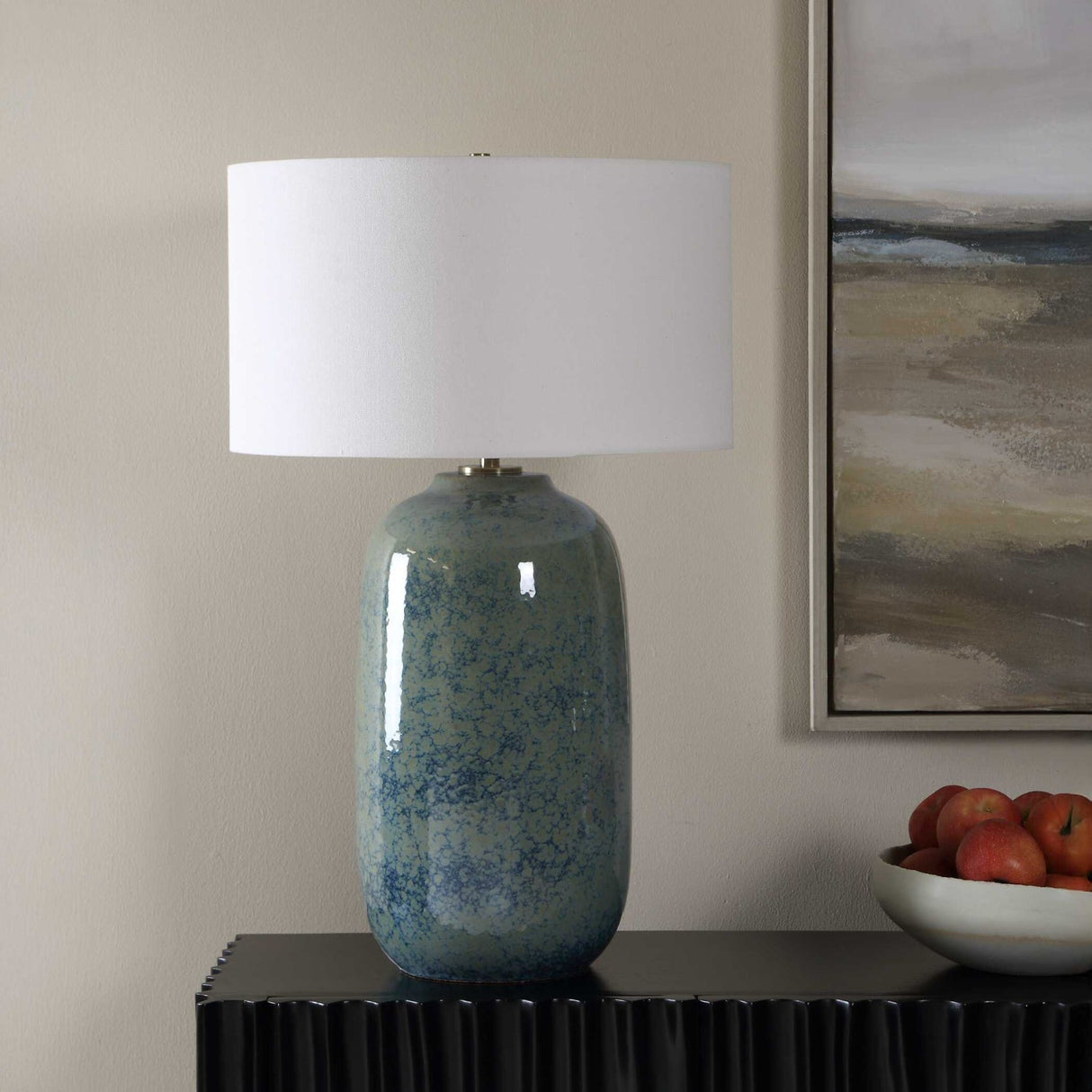 Modern European furniture - Blue Mottled Ceramic Table Lamp - www.oroa.com