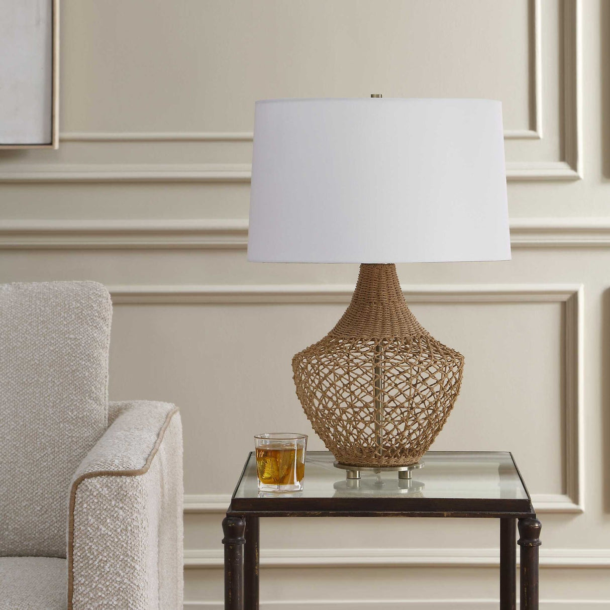 Modern European furniture - Woven Rattan Base Table Lamp - www.oroa.com