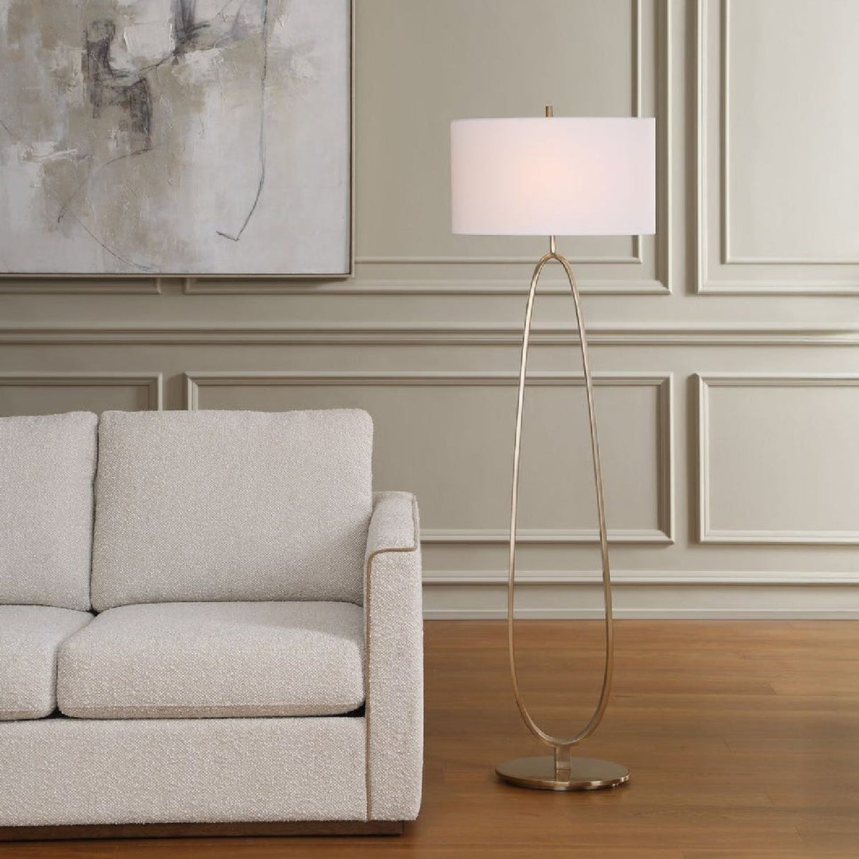 Oval Antique Brass Floor Lamp by Uttermost Tordin, alternate view 2