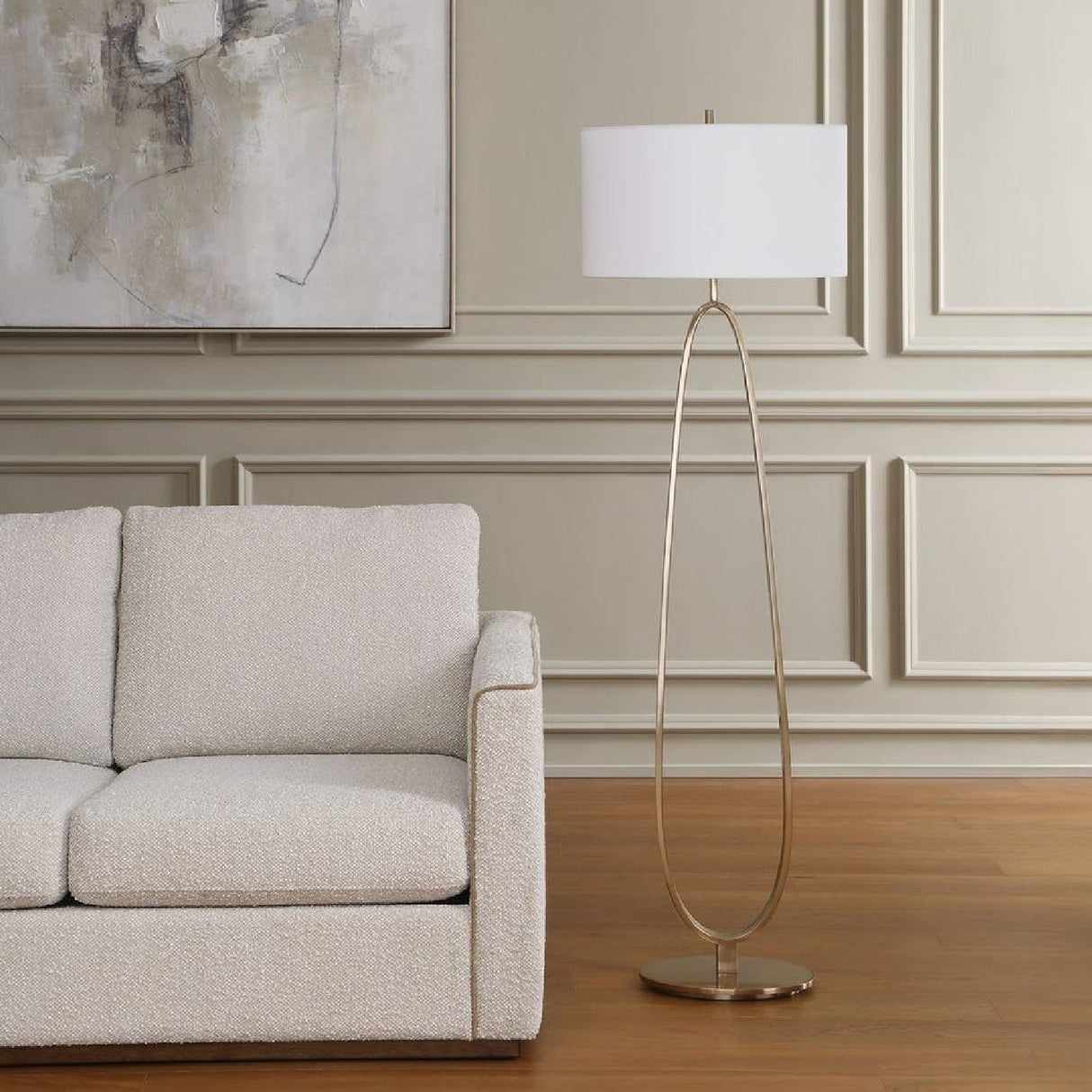 Oval Antique Brass Floor Lamp by Uttermost Tordin, alternate view 8