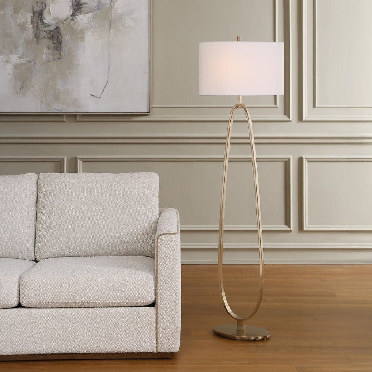 Oval Antique Brass Floor Lamp by Uttermost Tordin, alternate view 9