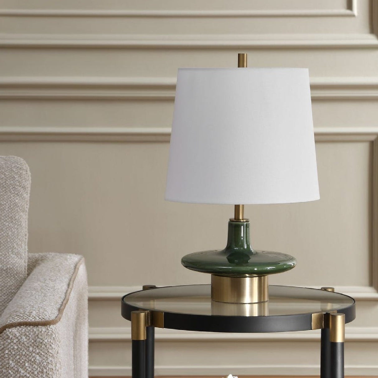 Green Ceramic Table Lamp by Uttermost Sieler, alternate view 2