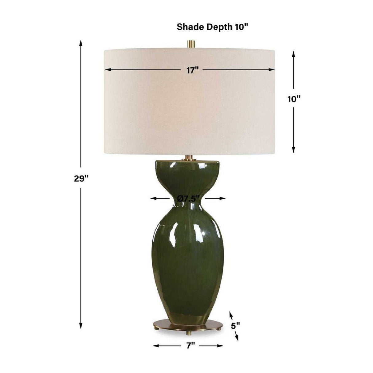 Green Ceramic Hourglass Table Lamp by Uttermost Curhan, alternate view 5