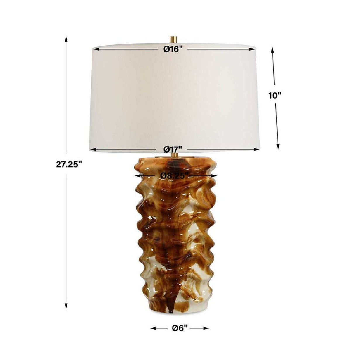 Rippled Brown Ceramic Table Lamp by Uttermost Bassa, alternate view 3