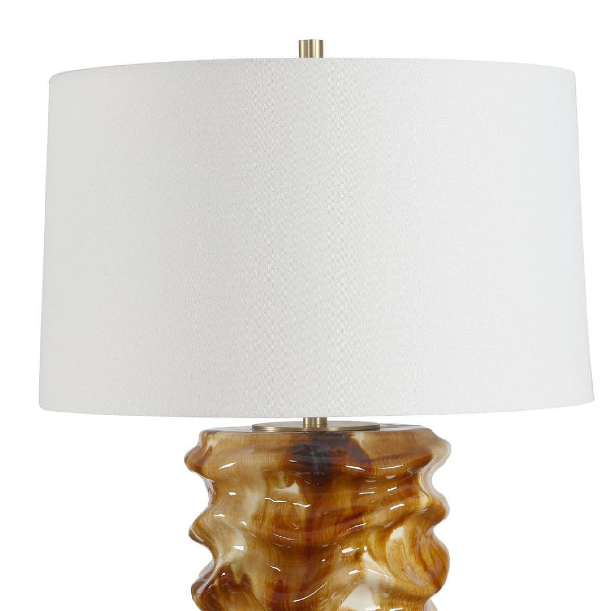 Rippled Brown Ceramic Table Lamp by Uttermost Bassa, alternate view 4